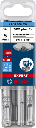 EXPERT SDS plus-7X 해머 드릴 비트 5 x 50 x 115mm, 10종 EXPERT SDS plus-7X 해머 드릴 비트 5 x 50 x 115mm, 10종