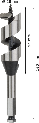 PRO Wood 어거비트, 28 x 95 x 160 mm 정밀한 목재 드릴링을 위한 Bosch PRO 목재 오거 비트 28mm.